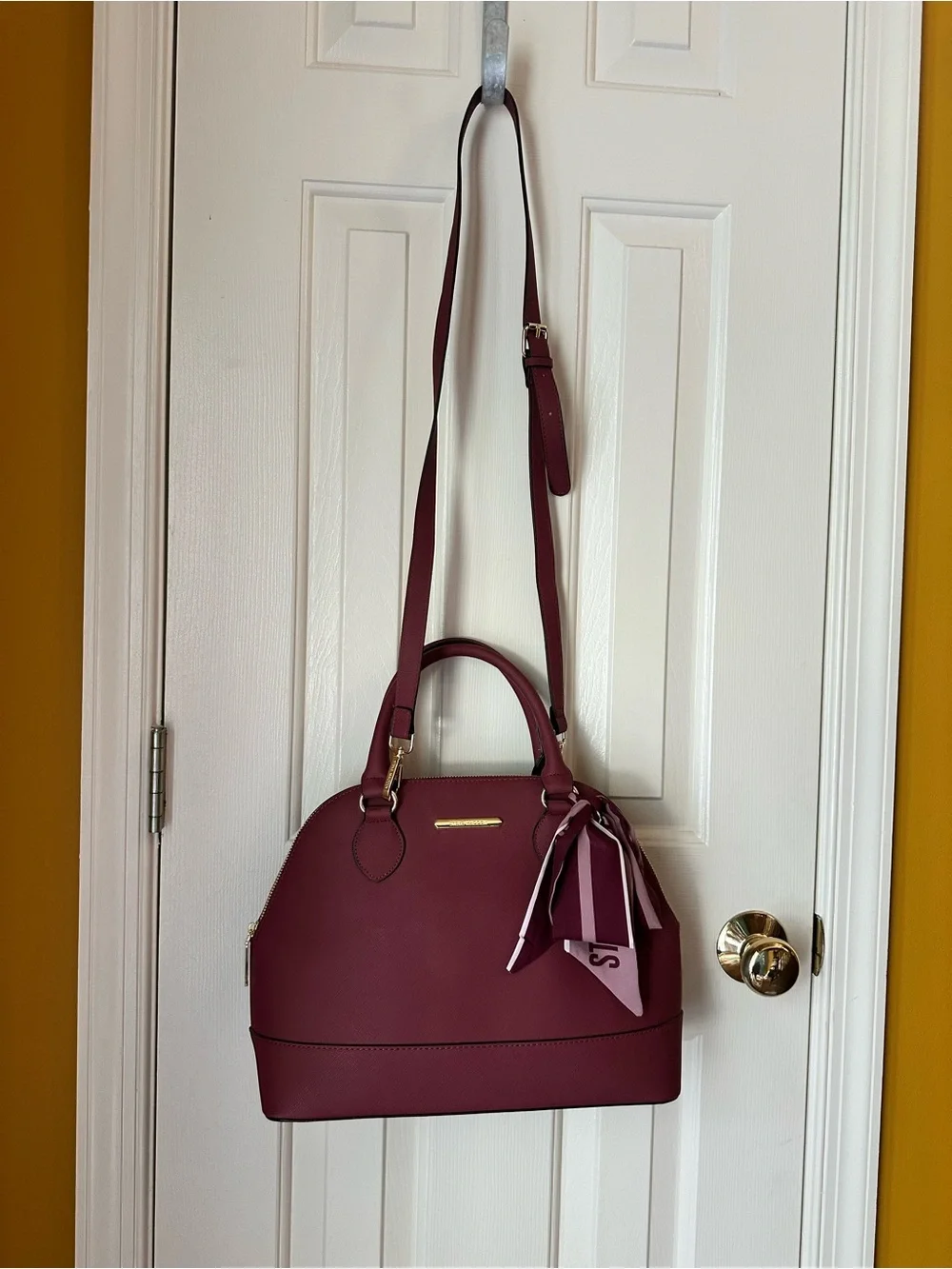 Steve Madden Burgundy Dome Satchel with Scarf Accent